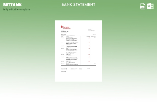 Модерен стил Германија Sparkasse UnnaKamen шаблон за извод од банка